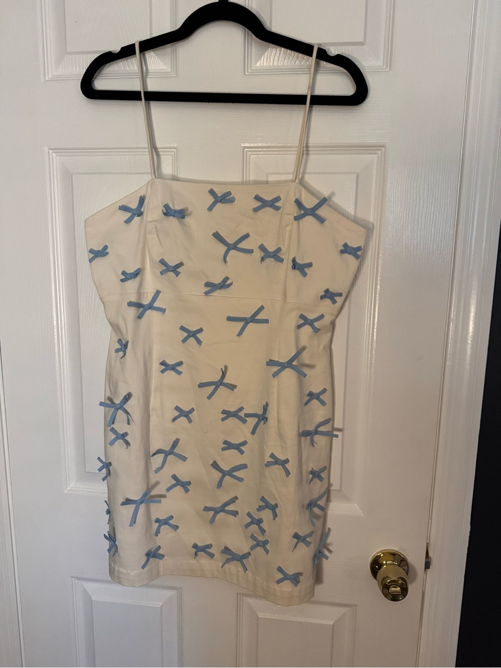BHLDN Anthropologie Blue Bow Mini Dress